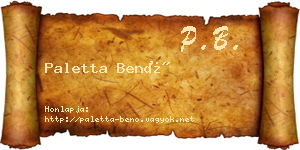 Paletta Benő névjegykártya